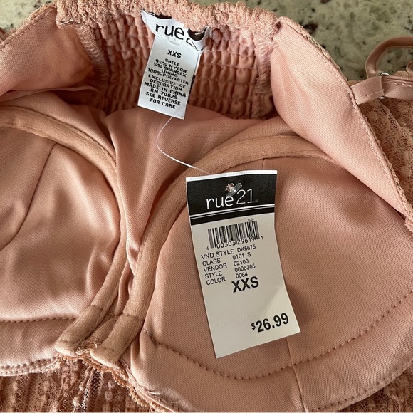 Rue21 Mauve Pink Lace Dress Size XXS Women’s Juniors 12-16 Adjustable Mini - Picture 2 of 7